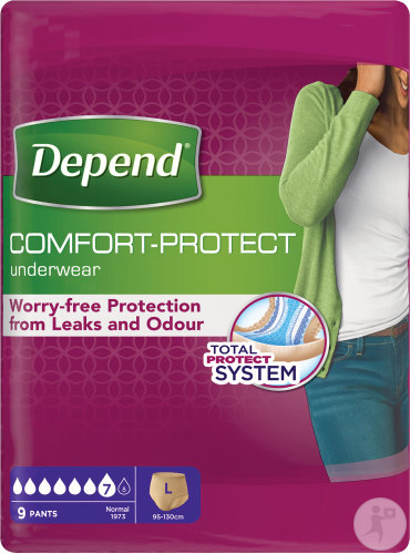 Depend Inkontinenzslips Unterwäsche Normal Absorbing Damen Größe L 9 Stück