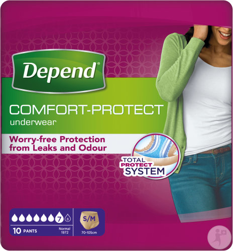 Depend Inkontinenzslips Unterwäsche Normal Absorbing Damen Größe S/M 10 Stück