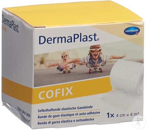 DermaPlast CoFix Selbsthaftende Elastische Gazebinde 4cm x 4m Weiß 1 Stück