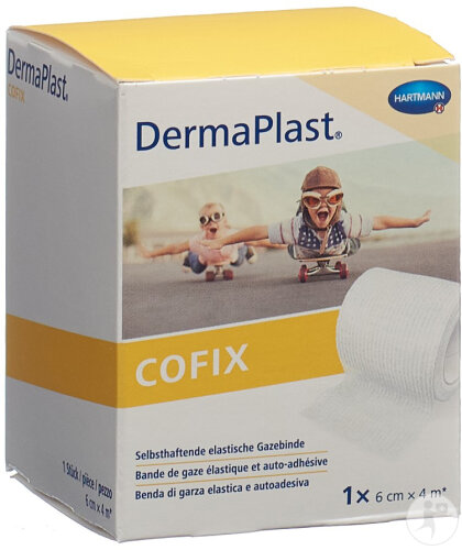 DermaPlast CoFix Selbsthaftende Elastische Gazebinde 6cm x 4m Weiß 1 Stück