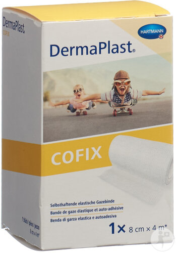 DermaPlast CoFix Selbsthaftende Elastische Gazebinde 8cm x 4m Weiß 1 Stück