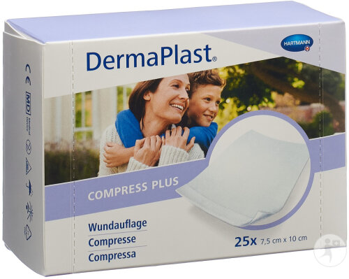 Dermaplast Compress Plus 7,5x10cm 25 Stück