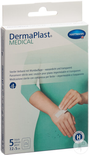 Dermaplast Medical Transparentpflaster 7,2x5cm 5 Stück