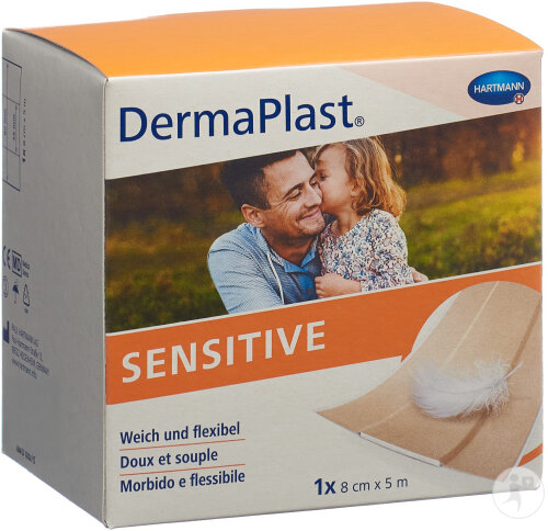 Dermaplast Sensitive Schnellverband 8cmx5m Hautfarbe 1 Stück