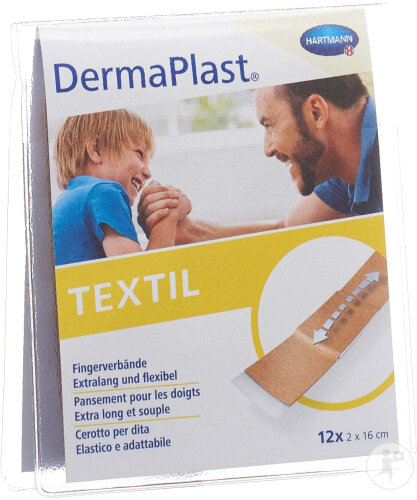 Dermaplast Textil Fingerpflaster 2x16cm Hautfarbe 12 Stück