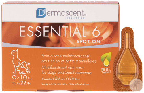 Dermoscent Essential 6 Spot-On Hautpflege Für Hunde 1-10kg 4x0,6ml  Pipetten