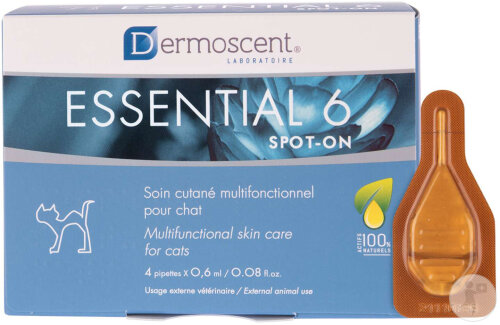 Dermoscent Essential 6 Spot-On Hautpflege Für Katzen  4x0,6ml Pipetten 