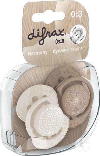 Difrax Dynamic Schnuller 0-3 Monate Harmony Creme/ Hellbraun 2 Stück