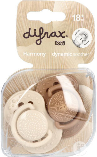 Difrax Dynamic Schnuller 18+ Monate Harmony Creme/ Hellbraun 2 Stück