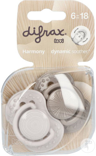 Difrax Dynamic Schnuller 6-18 Monate Harmony Hellgrau/ Dunkelgrau 2 Stück