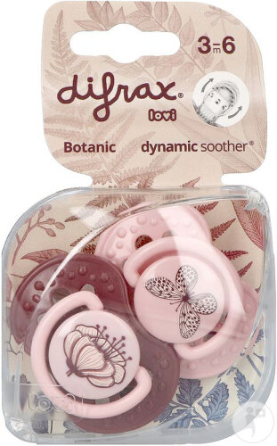 Difrax Dynamic Schnuller Botanic 3-6 Monate Rosa/ Lila 2 Stück
