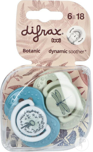 Difrax Dynamic Schnuller Botanic 6-18 Monate Rosa/ Lila 2 Stück