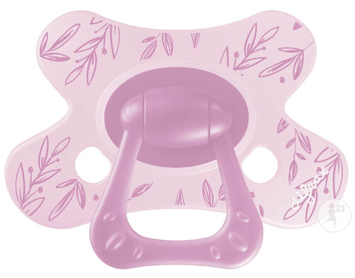 Difrax Natural Schnuller 12 Monate+ Berry Pink Leafs 1 Stück (804B34)