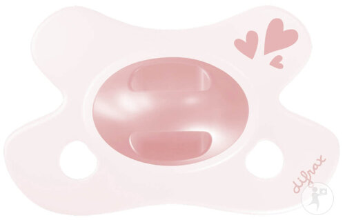 Difrax Natural Schnuller Neugeborene Soft Pink Hearts 1 Stück (113B33)
