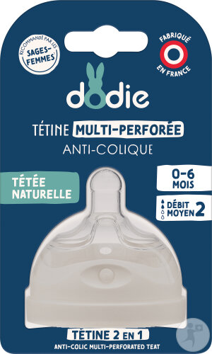 Dodie Multi-Perforierter Anti-Colic Schnuller Durchfluss 2 Baby 0-6 Monate 1 Stück