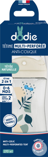Dodie Babyflasche Nature Blau 0-6 Monate Debit 2 270ml 1 Stück
