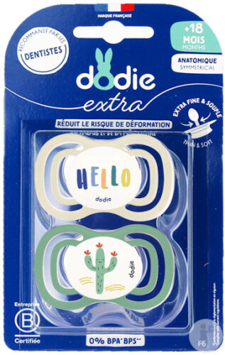Dodie Schnuller +18 Monate Duo Tag Extra Hallo Grün F6 2 Stück