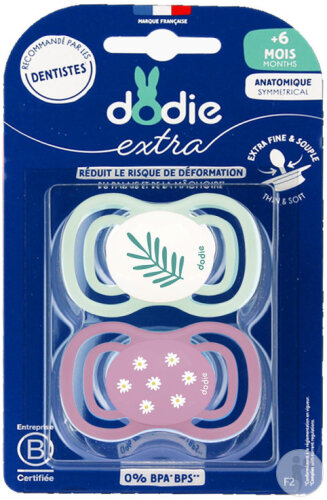 Dodie Schnuller +6 Monate Duo Tag Extra Natur Rosa F2 2 Stück