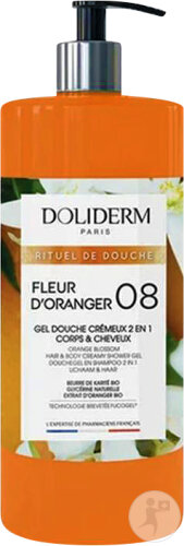Doliderm Duschgel 2in1 Körper Und Haare Orangenblüte 08 Pumpflasche 1l