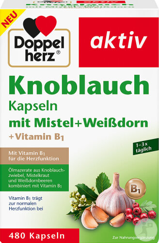 Doppelherz Aktiv Knoblauch + Weißdorn + Mistel + B1 Kapseln 480 Stück