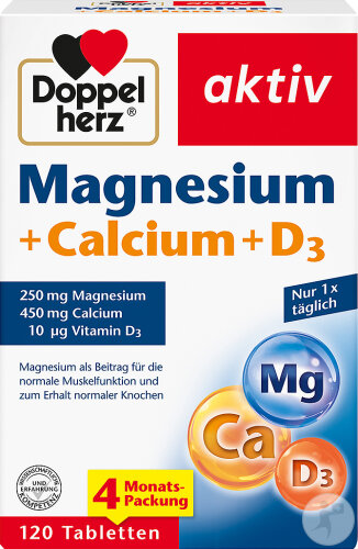 Doppelherz Aktiv Magnesium + Calcium + D3 Tabletten 120 Stück
