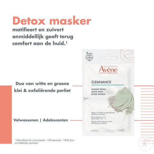 Avène Cleanance Detox Maske Mattierend Reinigend Fettige Haut Unreinheiten 2x6ml-2