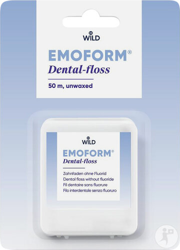 Emoform Dental-Floss Ungewachster Zahnfaden Mit Fluorid 50m 1 Stück