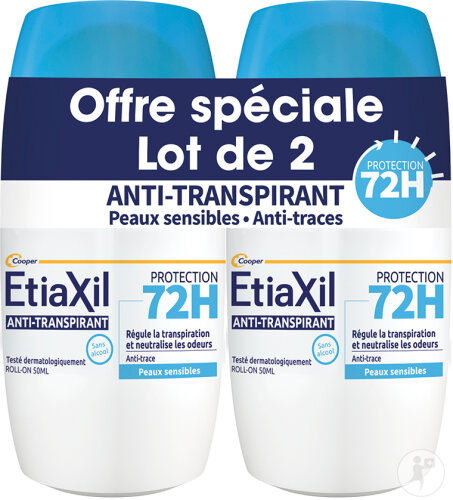 EtiaXil Anti-Transpirant Schutz 72h Empfindliche Haut Roll-On 2x50ml