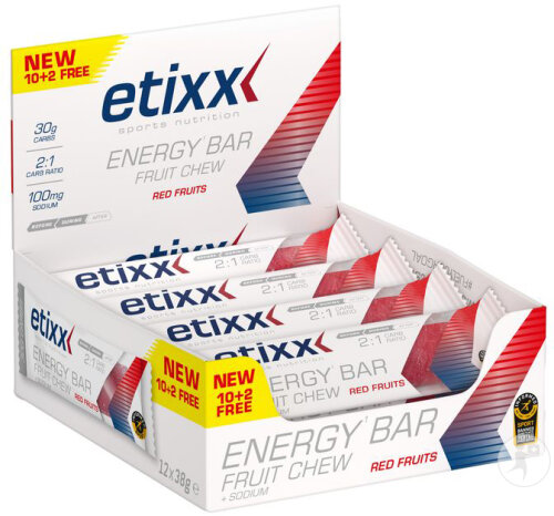 Etixx Energy Bar Fruit Chew Rote Früchte 12x38g