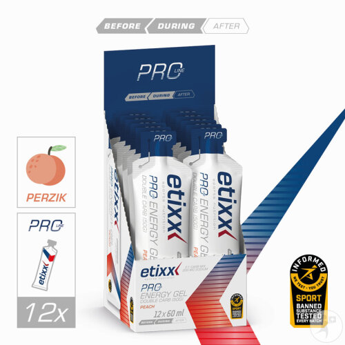 Etixx Pro Line Energy Gel Double Carb Energie-Gel Pfirsich 12x60ml-2