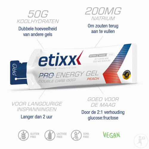 Etixx Pro Line Energy Gel Double Carb Energie-Gel Pfirsich 12x60ml-3