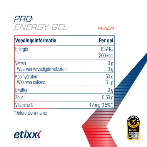 Etixx Pro Line Energy Gel Double Carb Energie-Gel Pfirsich 12x60ml-7