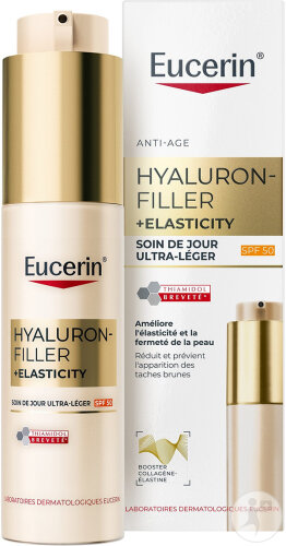 Eucerin Hyaluron-Filler + Elasticity Ultra Leichte Tagespflege SPF50 Gesicht Pumpflasche 50ml