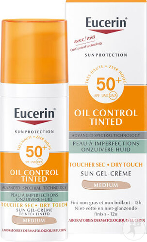 Eucerin Sun Oil Control Tinted Dry Touch Sonnenschutz Gel-Creme Getönt SPF50+ Mittel 50ml