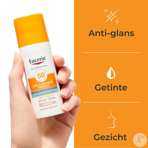 Eucerin Sun Oil Control Tinted Dry Touch Sonnenschutz Gel-Creme Getönt SPF50+ Mittel 50ml-5