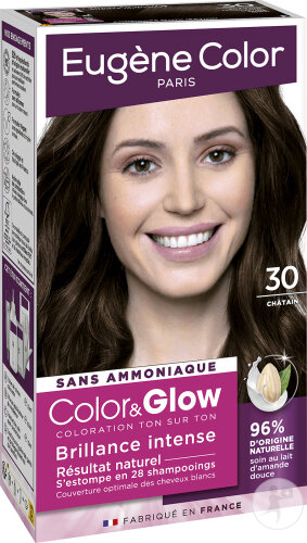 Eugène Color Color&Glow Ton-In-Ton-Haarfarbe Intensiver Glanz N°30 Braun 1 Kit