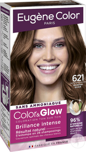 Eugène Color Color&Glow Ton-In-Ton-Haarfarbe Intensiver Glanz N°621 Glasiertes Braun 1 Kit