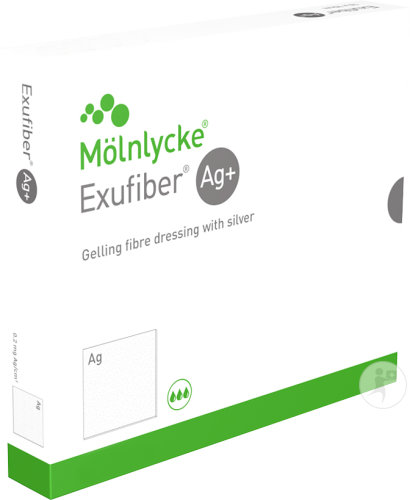 Exufiber Ag+ Gelbildender Faserverband Mit Silber 15x15cm 10 Sück