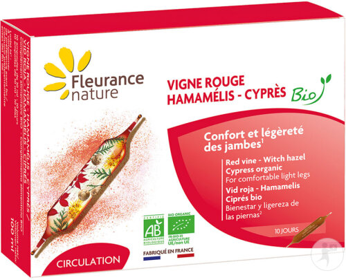 Fleurance Nature Rote Weinrebe Hamamelis Zypresse Bio 10 Ampullen
