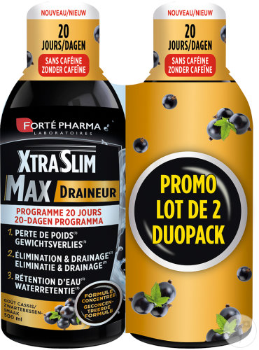 Forté Pharma Xtra Slim Max Draineur Schwarze Johannisbeere Duo 2x500ml