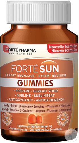 Forté Pharma Forté Sun Expert Bräunung Nahrungsergänzungsmittel Himbeergeschmack 60 Gummis