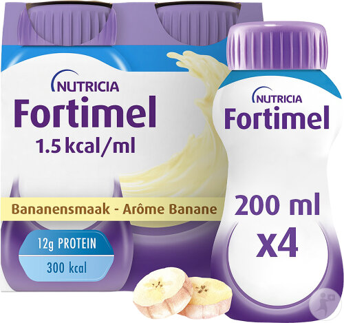 Fortimel 1,5kcal Bananengeschmack Nahrungsergänzung Bei Mangelernährung Flaschen 4x200ml