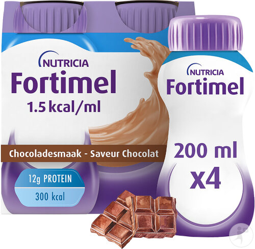 Fortimel 1,5kcal Schokoladengeschmack Nahrungsergänzung Bei Mangelernährung Flaschen 4x200ml