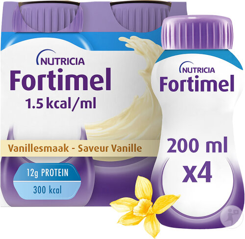 Fortimel 1,5kcal Vanillegeschmack Nahrungsergänzung Bei Mangelernährung Flaschen 4x200ml
