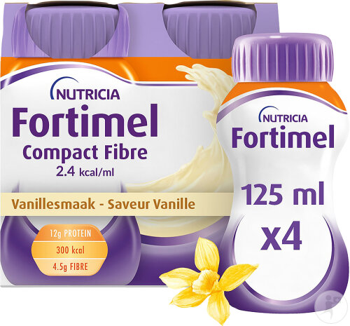 Fortimel Compact Fibre 2,4kcal Vanillegeschmack Nahrungsergänzung Bei Mangelernährung 4x125ml