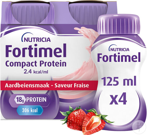 Fortimel Compact Protein 2,4kcal Erdbeergeschmack Flaschen 4x125ml