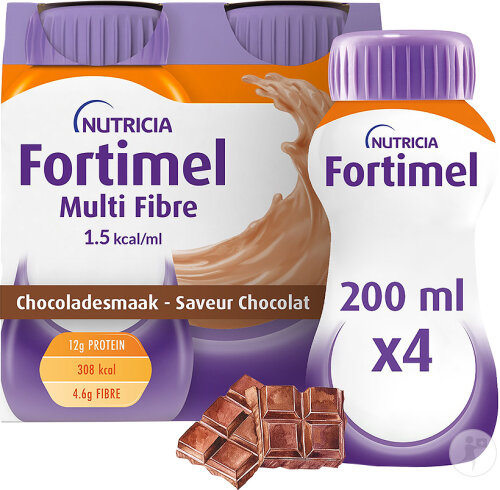 Fortimel Multi Fibre 1,5kcal Schokoladengeschmack Nahrungsergänzung Bei Mangelernährung 4x200ml