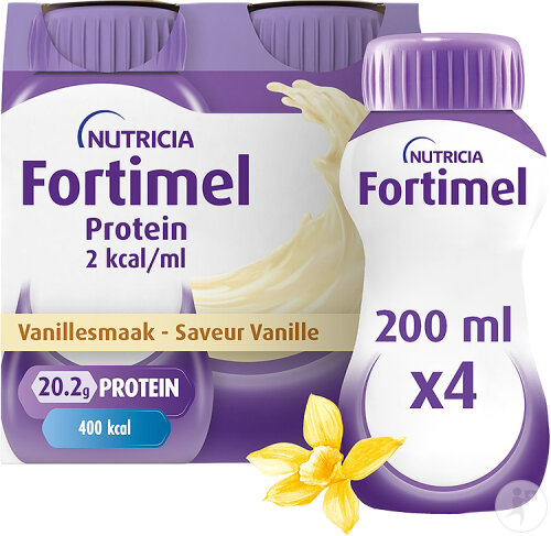 Fortimel Protein 2kcal Vanillegeschmack Nahrungsergänzung Bei Mangelernährung Flaschen 4x200ml