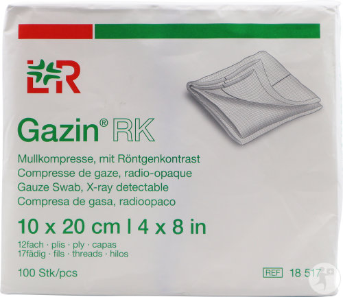 Lohmann & Rauscher Gazin Unsterile Gazekompresse 12 Lagig XR 10x20cm 100 Stück (18517)