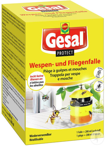 Gesal Protect Wespen- Und Fliegenfalle Wiederverwendbar 1 Falle + 200ml Lockstoff-Flüssigkeit